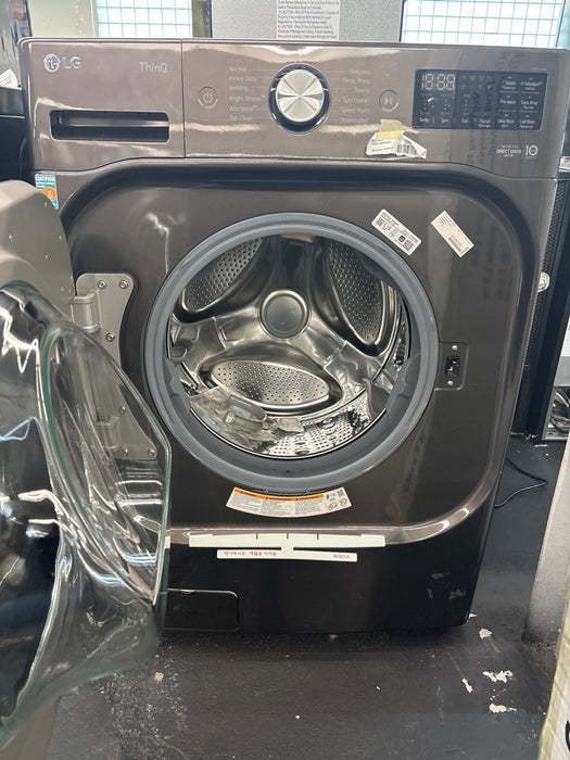 LG - 5.2 Cu. Ft. High-Efficiency Stackable Smart Front Load Washer with Steam and TurboWash - Black Steel - new