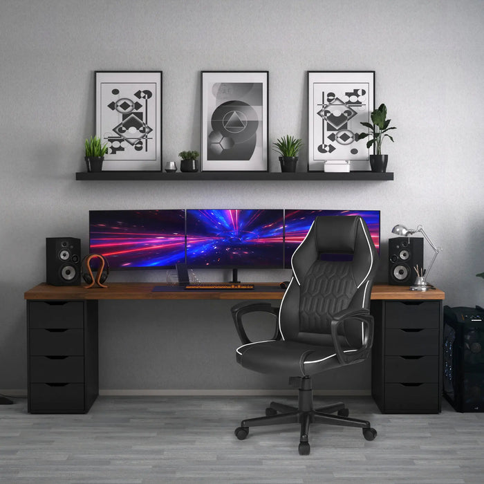 Insignia™ - Essential PC Gaming Chair - Black - open_box