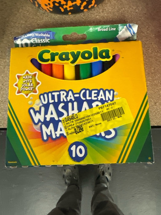 Crayola Ultra-Clean Washable Broad Line Markers, 10 Ct, School Supplies, Classroom Supplies for Teachers - new