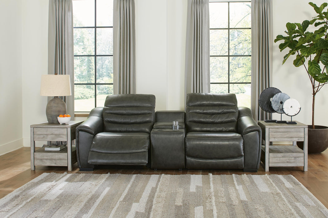 Center Line Dark Gray Center Line 3-Piece Power Reclining Loveseat with Console