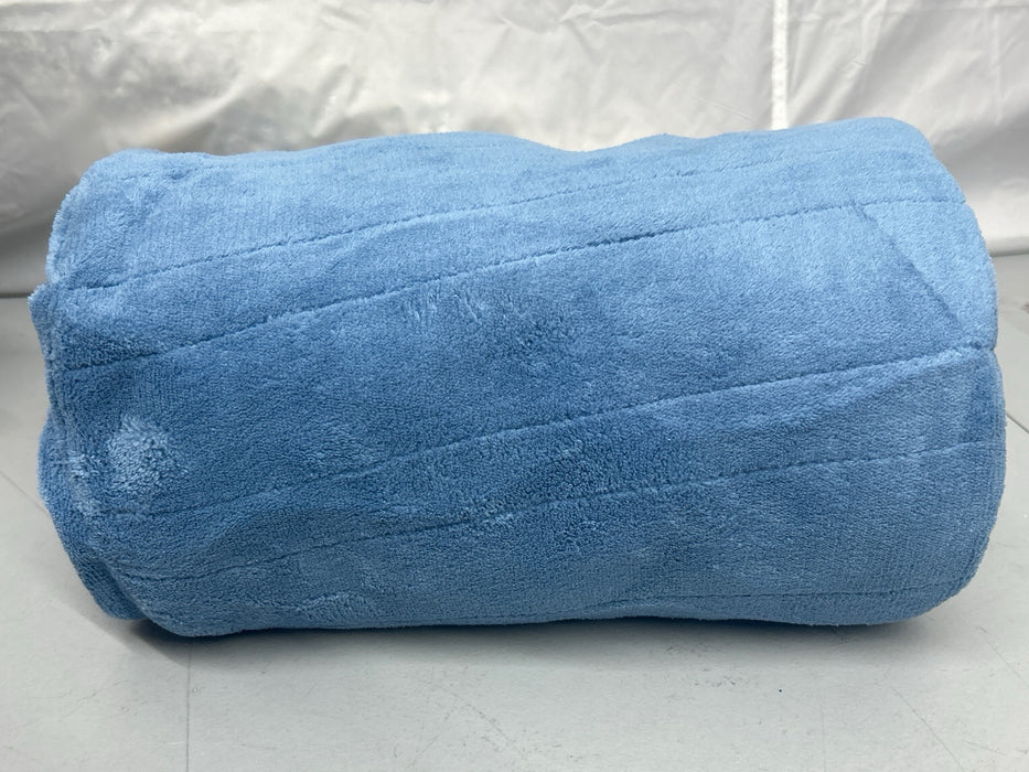 Sunbeam Electric Heated Throw Blanket Oversize Blue Corduroy Microplush 4 Heat Settings - new