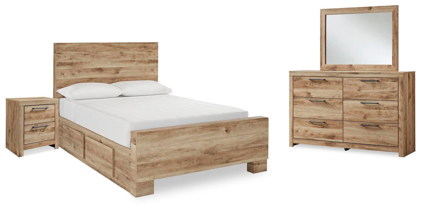 Hyanna Tan Brown Hyanna Full Panel Bed with 2 Side Storage, Dresser, Mirror and Nightstand - Brand New