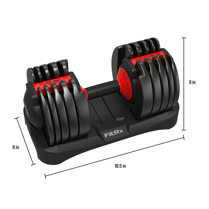 FitRx Adjustable Dumbbells, 52.5lb SmartBell Dumbbell Set with Quick-Select Weights for Home Gym - new