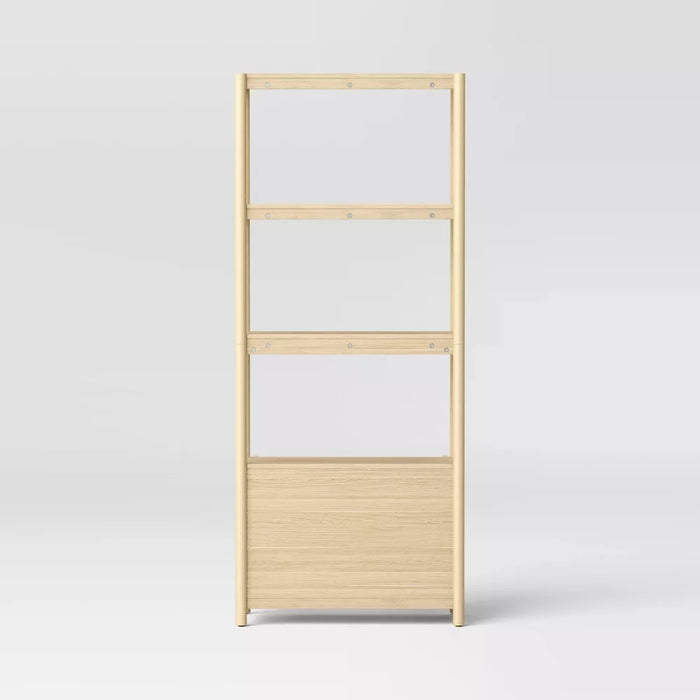 72.25" Scandi Bookcase with Three Shelves And Cabinet Storage Natural - Room Essentials™