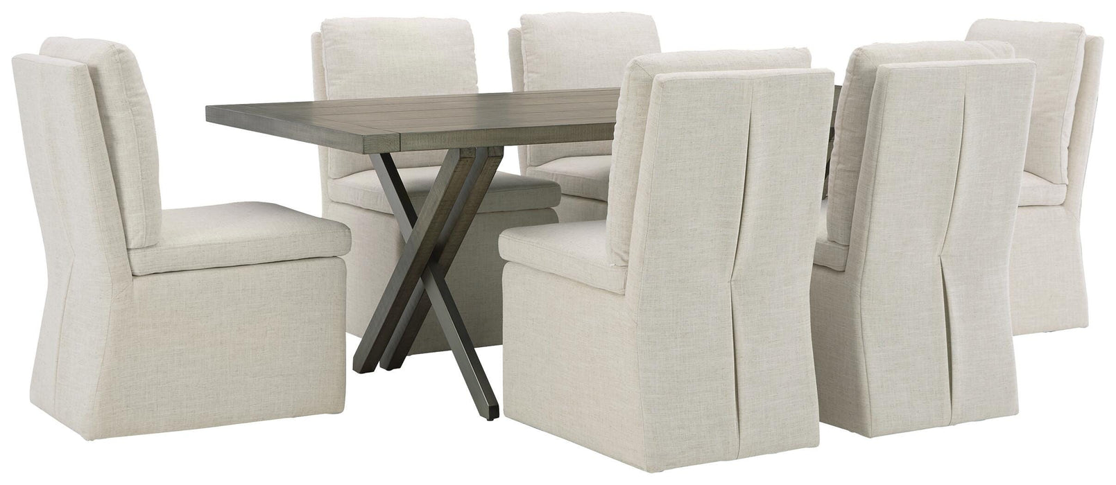 Krystanza Weathered Gray Krystanza Dining Table and 6 Chairs