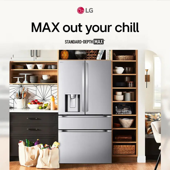 LG - Standard-Depth MAX 28.6 Cu. Ft. 4-Door French Door Smart Refrigerator with Full-Convert Drawer - PrintProof Stainless Steel - open_box