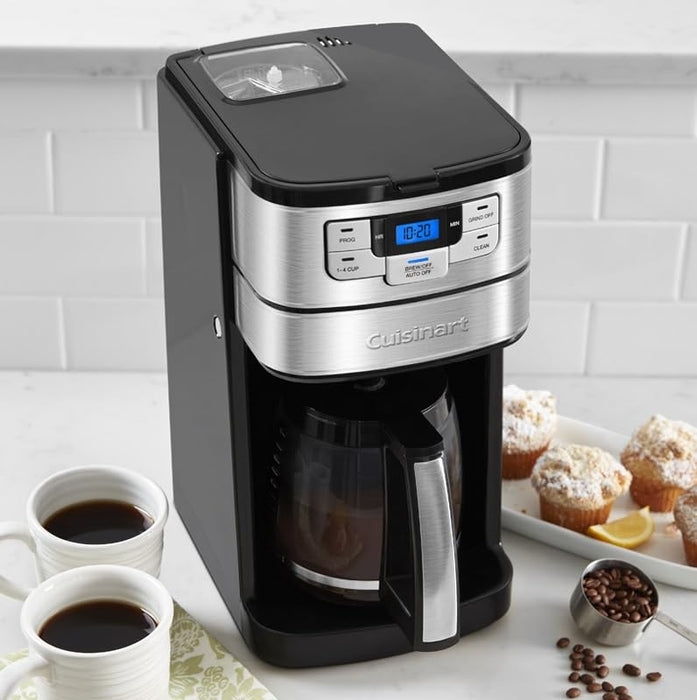 Cuisinart DGB-400 Automatic Grind and Brew 12-Cup Coffeemaker with 1-4 Cup Setting and Auto-Shutoff, Black/Stainless Steel - use_like_new