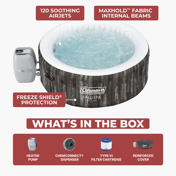 Coleman SaluSpa Bahamas AirJet 2-4 Person Circle Inflatable Hot Tub with Pump #P08411 - use_like_new