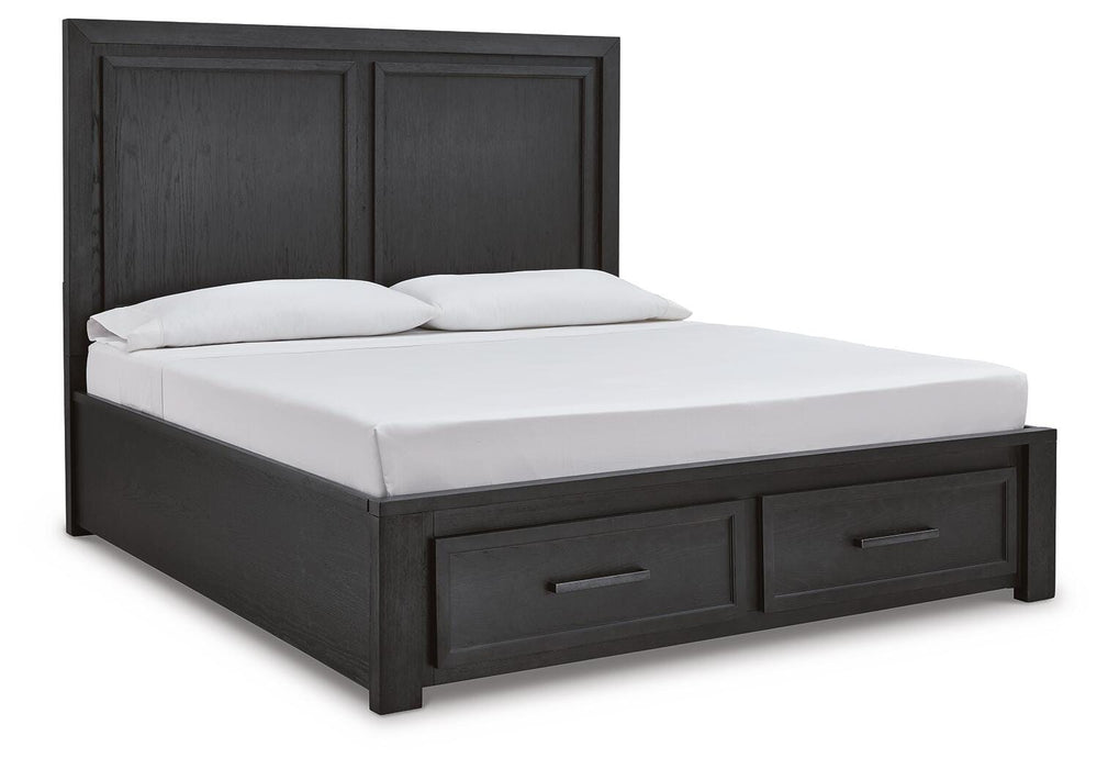 Foyland Black/Brown Foyland California King Panel Storage Bed