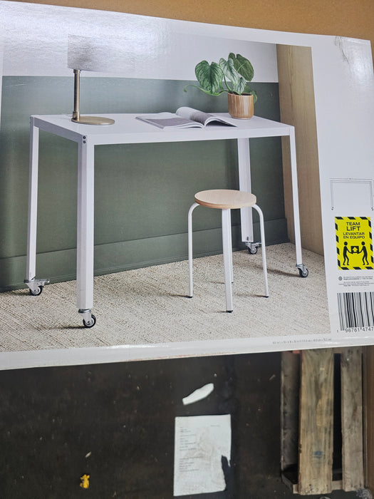 45" Rolling Metal Computer Desk Chalk White - Room Essentials™