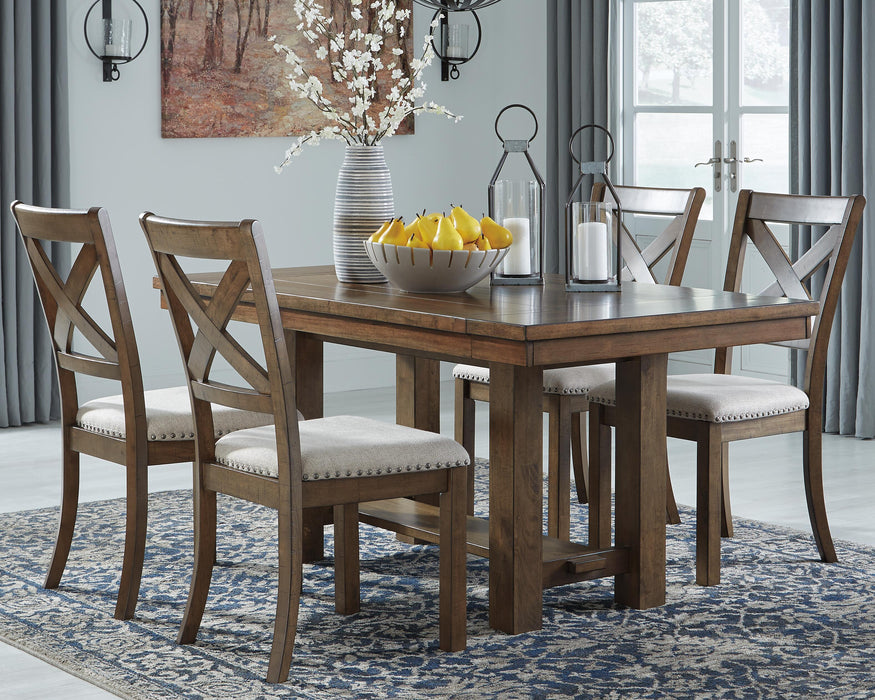 Moriville Grayish Brown Moriville Dining Table and 4 Chairs - Brand New