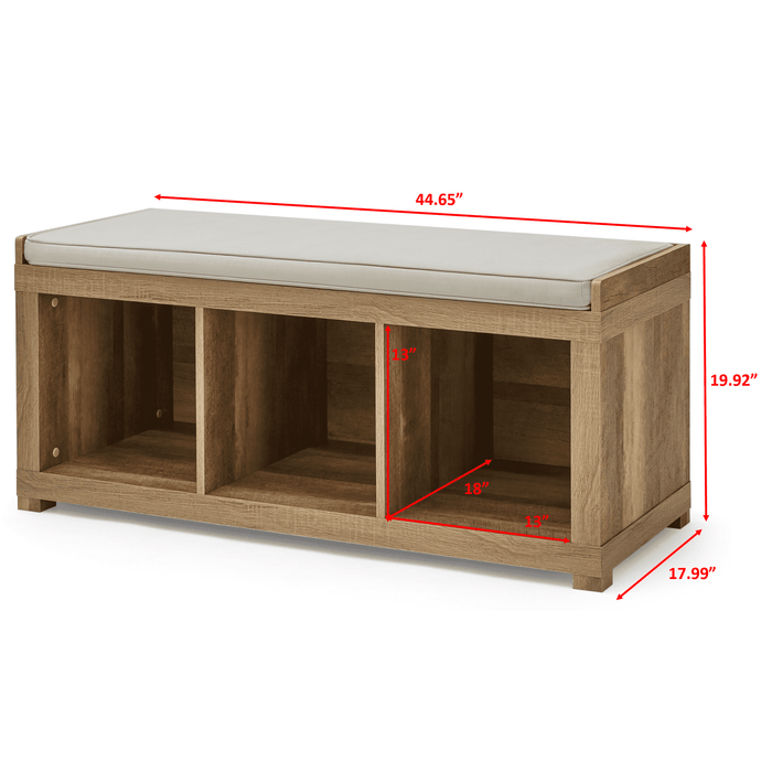 Better Homes & Gardens 3-Cube Shoe Storage 44.65" Bench, Weathered - new