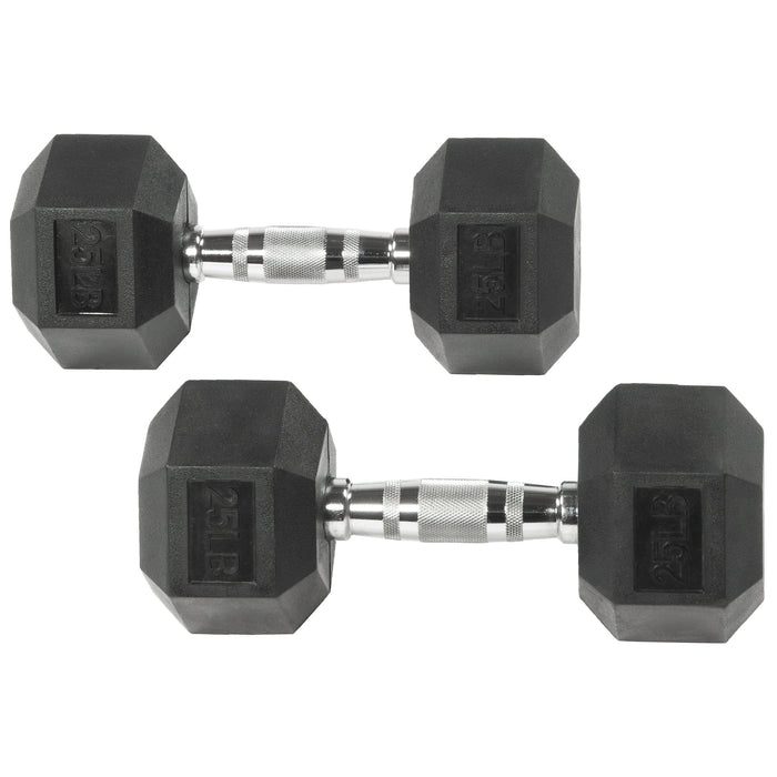BalanceFrom Rubber Hex Dumbbells, 25lb Pair, Black - new