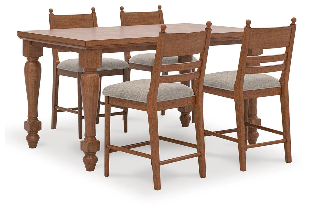 Chadworth Brown Chadworth Counter Height Dining Table and 4 Barstools - Brand New