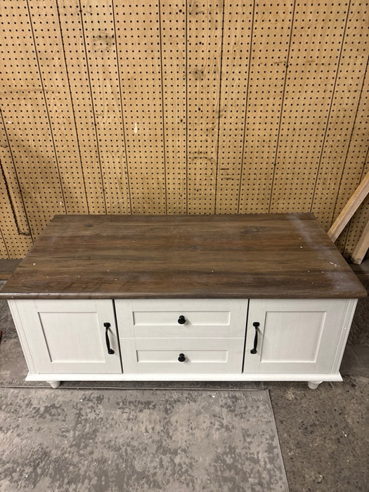Farmhouse Coffee Table with Storage Cabinet & Drawer, White Center Table for Living Room - new