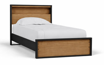 Kozmour Black/Brown T Bookcase Complete Bed Frame