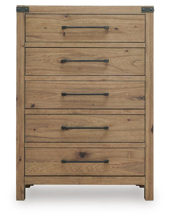 Ridgester Light Brown Five Drawer Chest