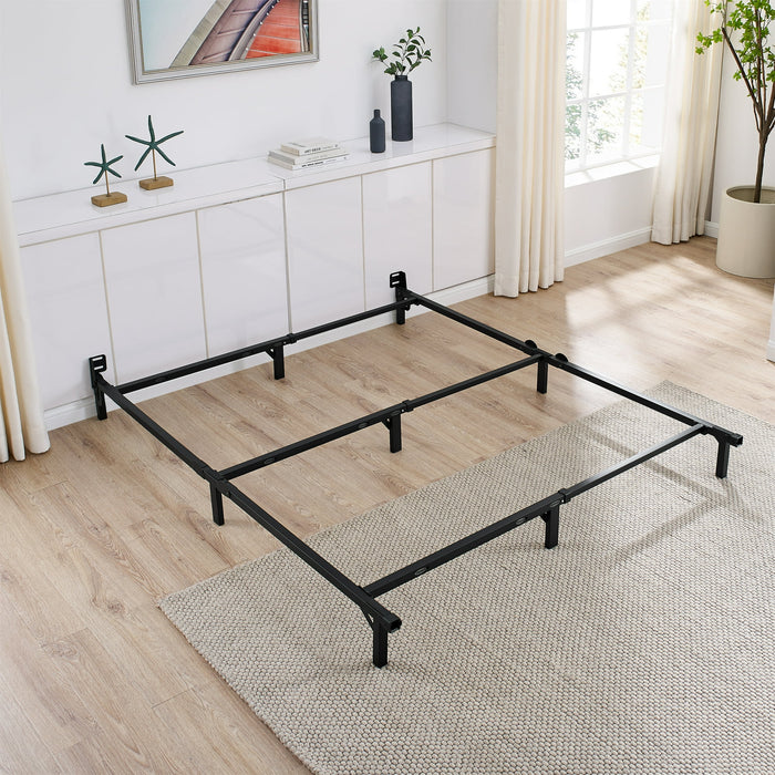 Mainstays 7" Twin/Full/Queen Size Adjustable Metal Bed Frame, Black, Box Spring Required - new