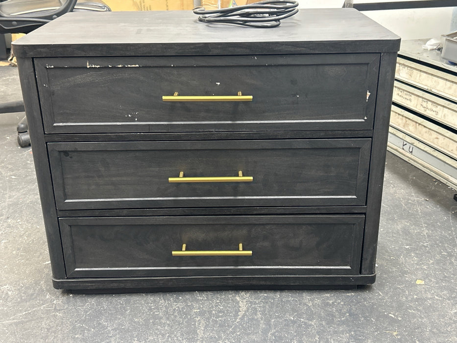 Better Homes & Gardens Oaklee 3 Drawer Nightstand with USB, Charcoal Finish - open_box