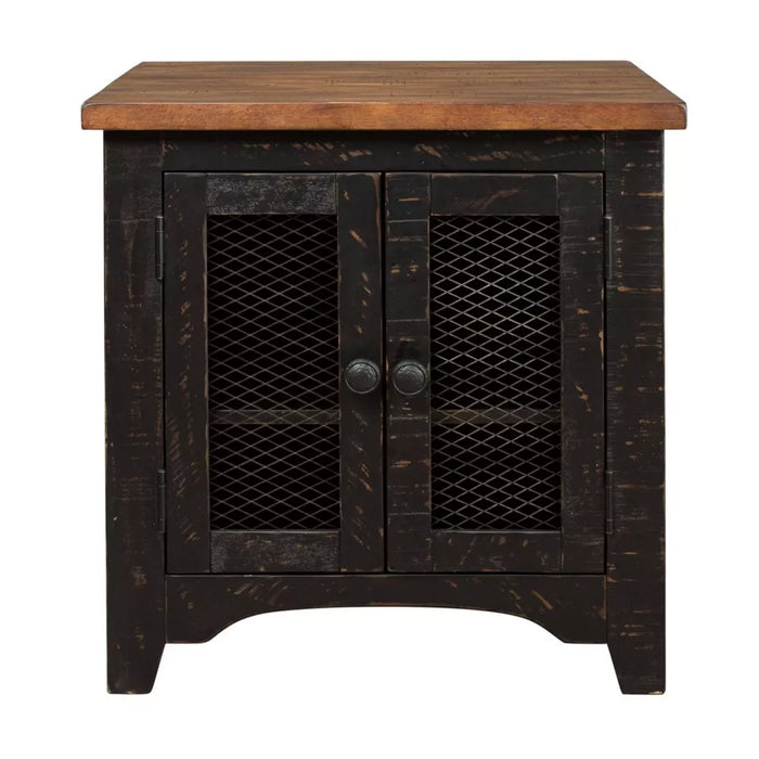 Valebeck Rectangular End Table Black/Brown - Signature Design by Ashley: Rustic Farmhouse Style with Storage - new