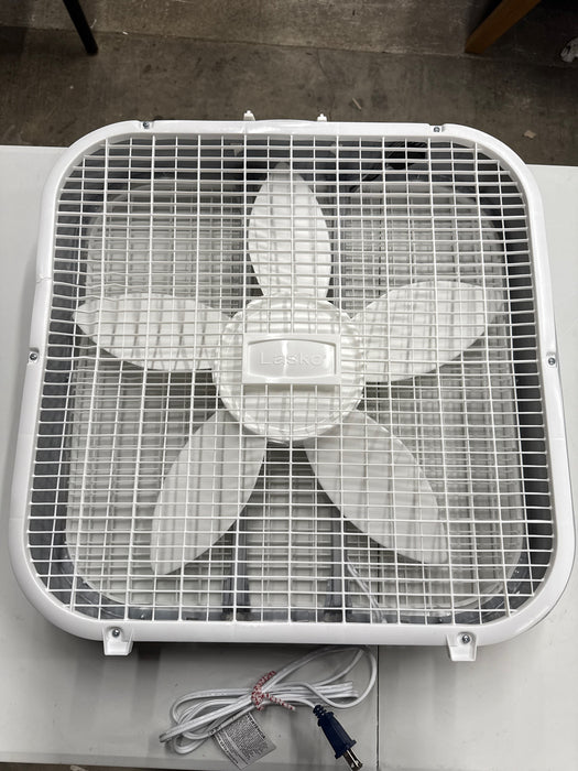 Lasko 20" Classic Box Fan with Weather-Resistant Motor, 3 Speeds, 22.5" H, White, B20200, New - open_box