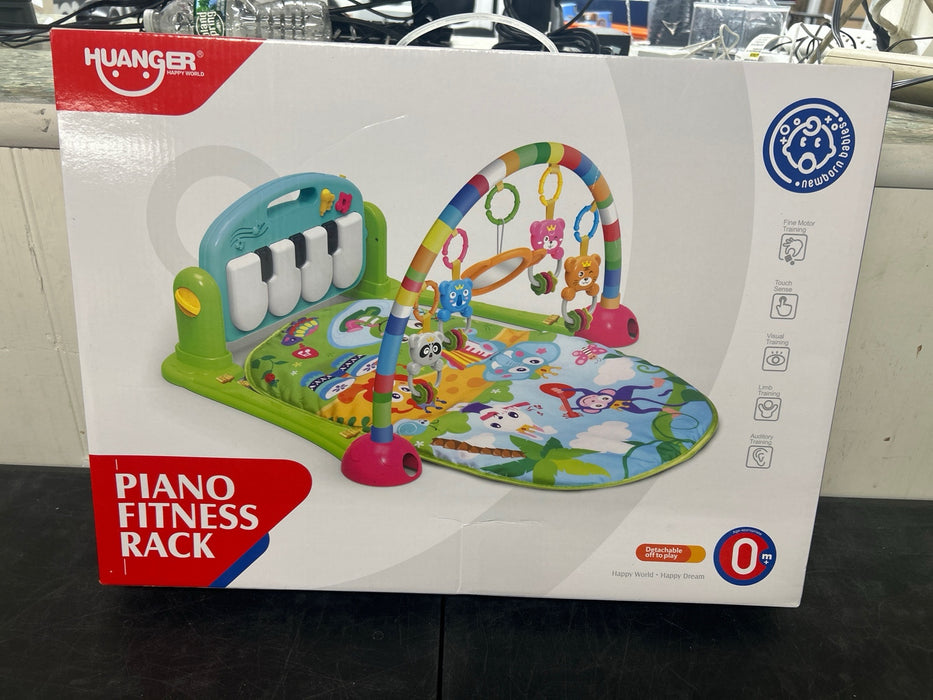 AOKESI Musical Baby Gyms Play Mats, Funny Play Piano Tummy Time Baby Activity Gym Mat with 5 Infant Learning Sensory Baby Toys, Music and Lights, Baby Play Mat for Infant 0 to 12 Months+, Green - new