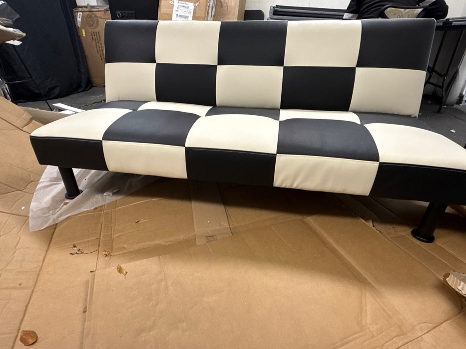 Convertible Futon Sofa Bed Leather Loveseat Adjustable Sleeper Sofa Couch for Living Room Small Apartment,White - new