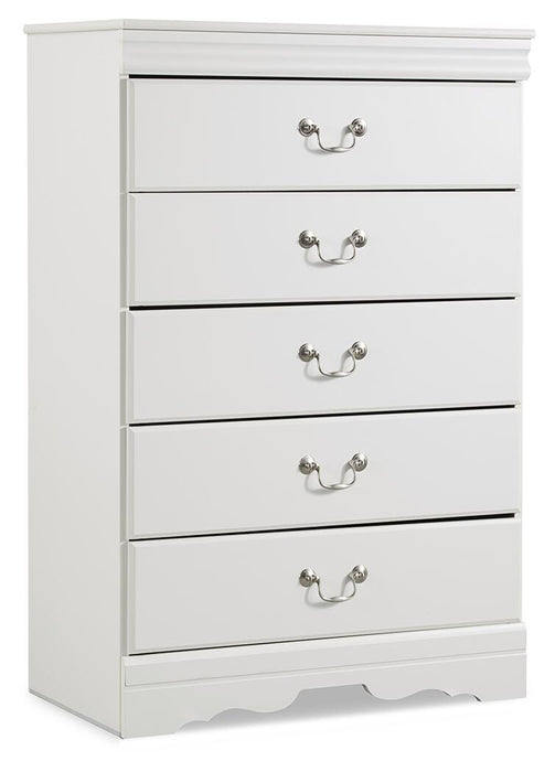Anarasia White Five Drawer Chest