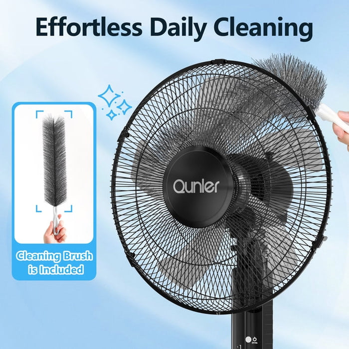 16" Pedestal Fan with Remote, 3-Speed Oscillating Fan, Adjustable Height and Tilt, 40"- 46" Electric Cooling Portable Fan for Home Office Bedroom Use - new