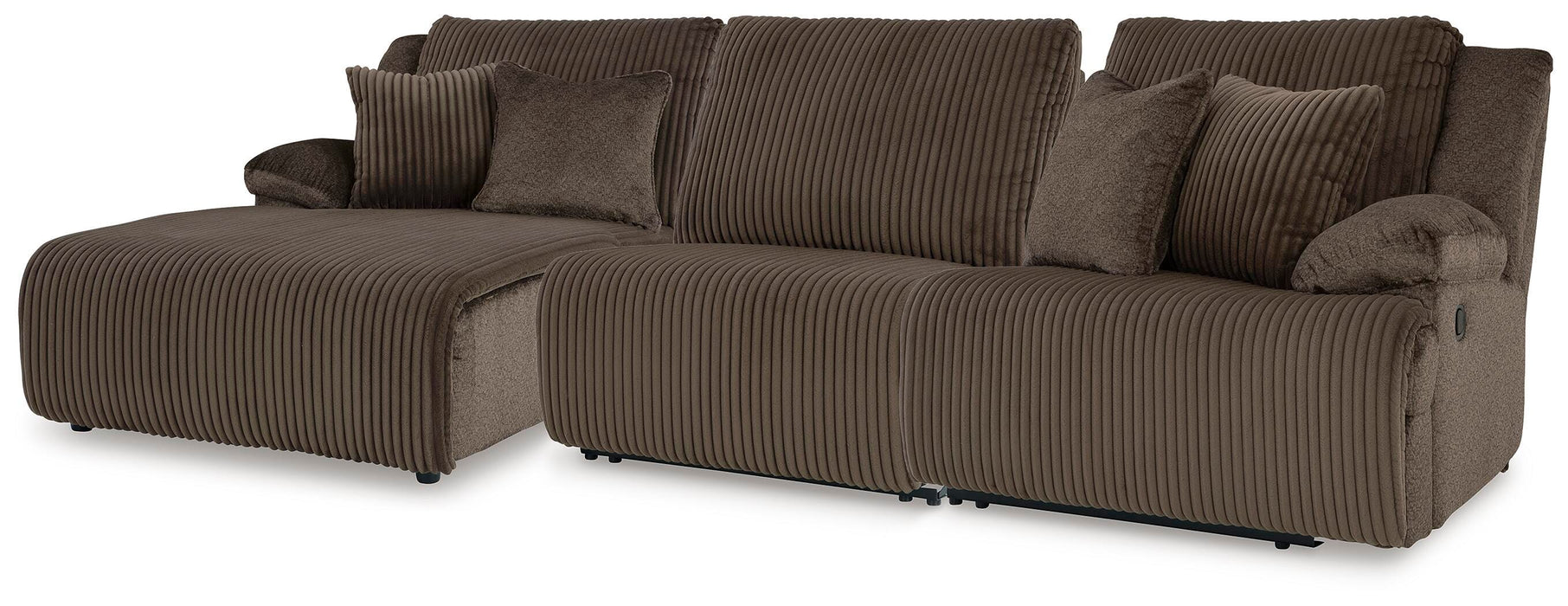 Top Tier Chocolate Top Tier 3-Piece Reclining Sofa Chaise Sectional