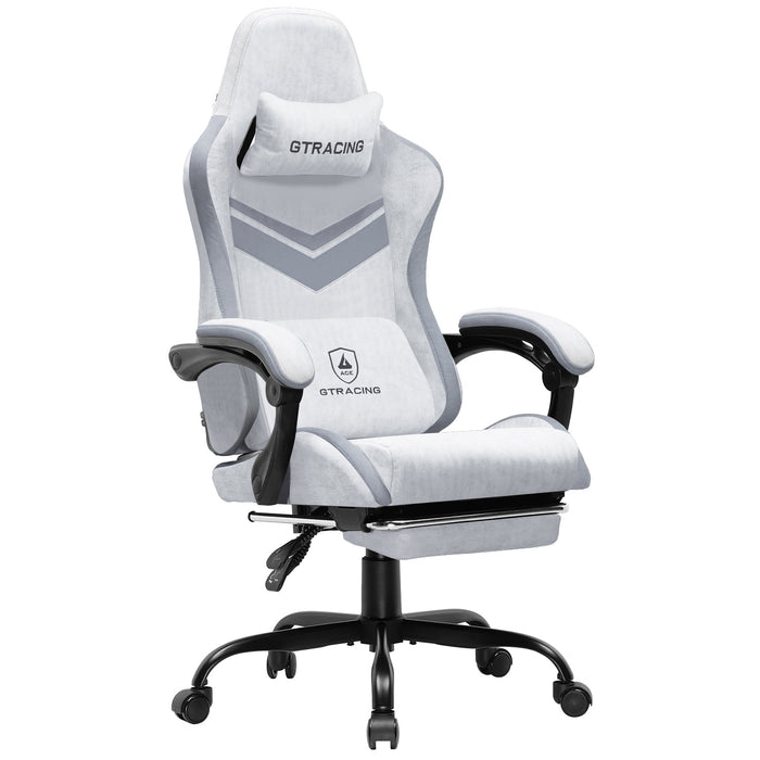 GTRACING GTW-300 Ergonomic Adjustable Height Reclining Fabric Gaming Chair , White/Gray - open_box