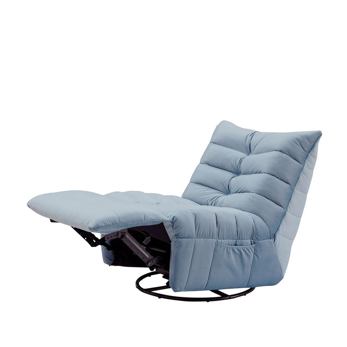 Aukfa 360 Swivel Rocker Recliner Chair Upholstered Plush Sofa for Living Room, Velvet, Blue - open_box