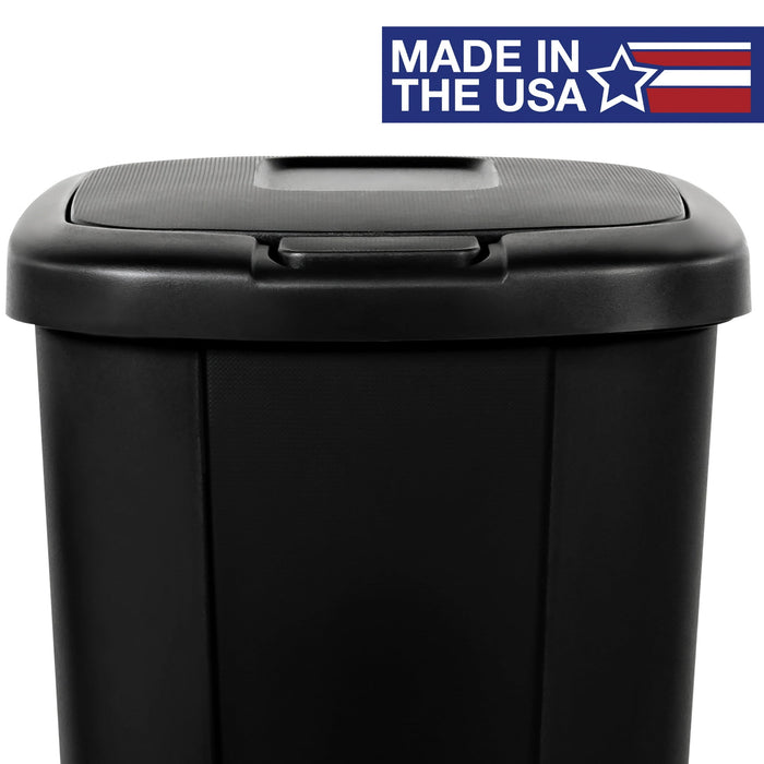 Hefty 13.3 Gallon Trash Can, Plastic Touch Top Kitchen Trash Can, Black - new