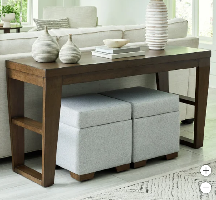 Elena Sofa Table & Two Ottomans - new