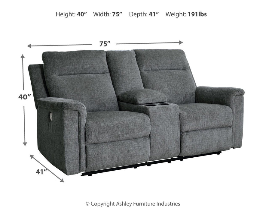 Barnsana Gravel Barnsana Power Reclining Loveseat with Console