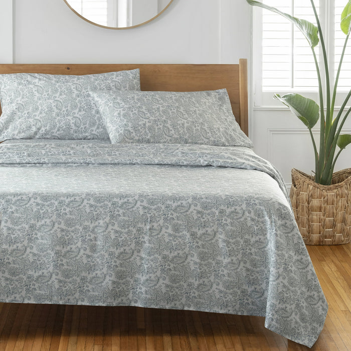 Better Homes & Gardens 4-Piece 400 Thread Count Paisley Green River Performance HYGROCOTTON® Sheet Set, Queen - open_box