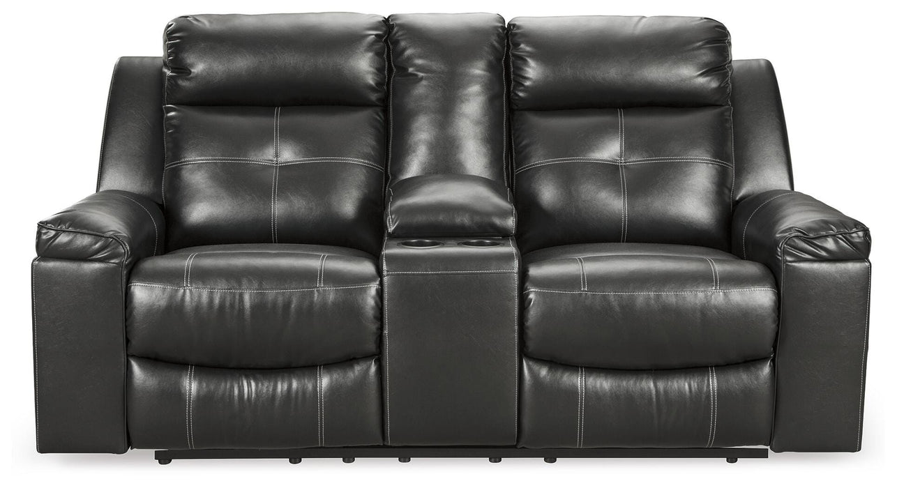 Kempten Black DBL Rec Loveseat w/Console