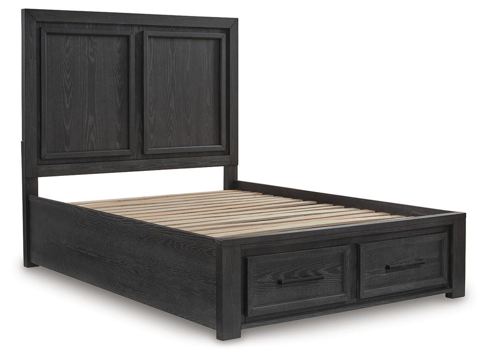 Foyland Black/Brown Foyland Queen Panel Storage Bed