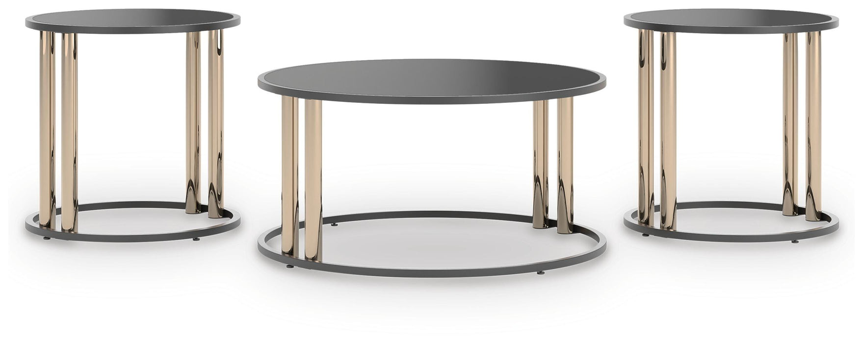 Hannerly Black/Gold Finish Occasional Table Set (3/CN)