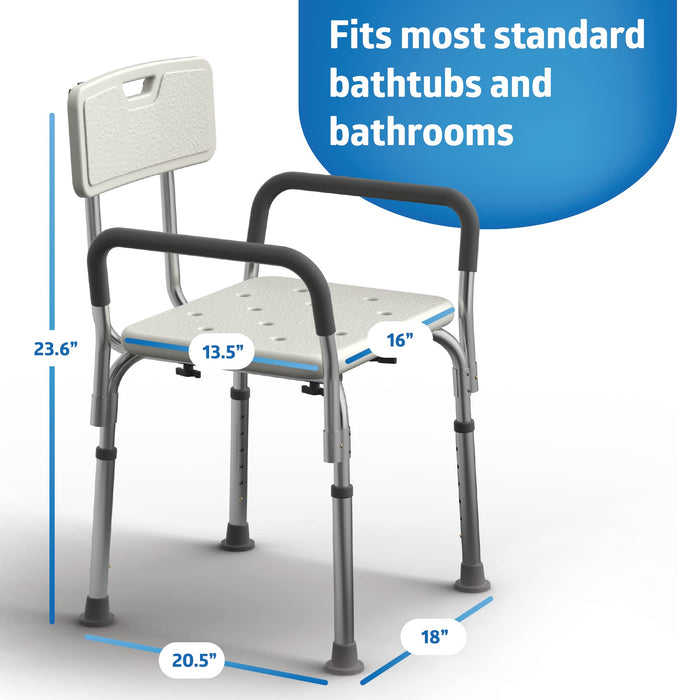 Medline Shower Chair Seat with Padded Armrests and Back Heavy Colors Vary White or gray - new