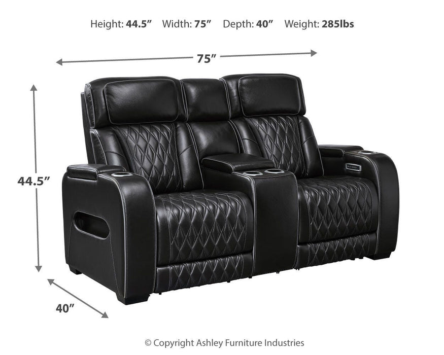 Boyington Black Boyington Power Reclining Loveseat with Console