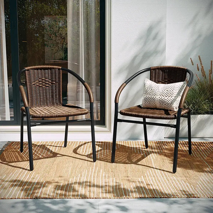 Alamont Home - Lila Patio Chair (set of 2) - Medium Brown - open_box