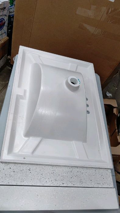 31 in. W x 22 in. D Engineered Solid Surface White Rectangular Single Sink Vanity Top in Silver Ash - open_box