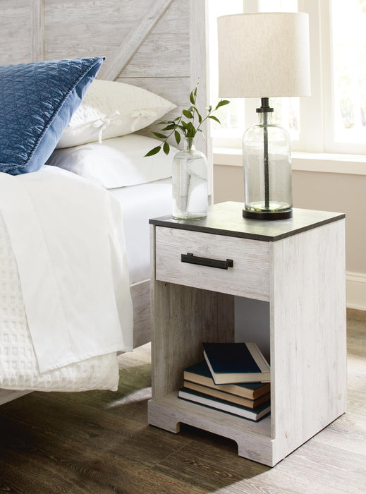 Shawburn Whitewash/Charcoal Gray One Drawer Night Stand
