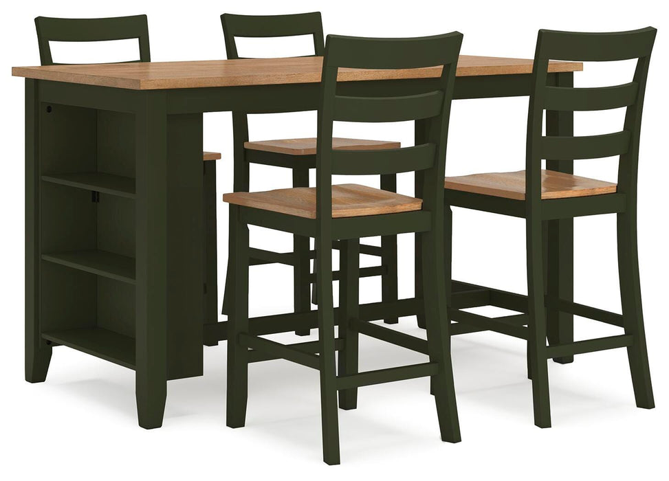 Gesthaven Natural/Green Gesthaven Counter Height Dining Table and 4 Barstools