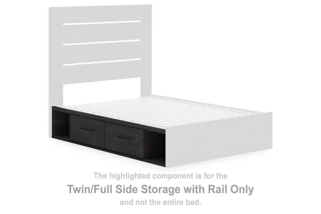 Delmorta Dark Gray T/F Side Storage w/Rail