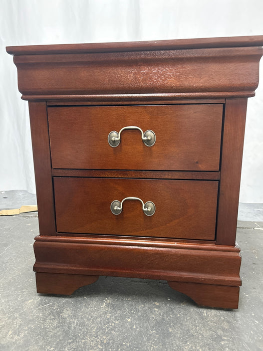 Furniture of America Arabella Traditional Solid Wood Nightstand with Drawers and Antique Nickle Handles, Small Bedside Table, No Assembly Wooden Night Stand for Bedroom, Guest Room, Dorm, Cherry -