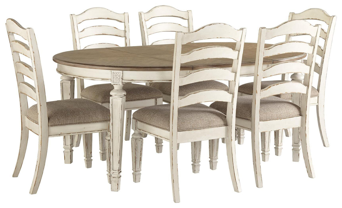 Realyn Chipped White Realyn Dining Table and 6 Chairs