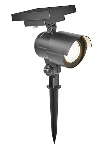 Member's Mark Matte Black LED Solar Spot Lights, 2-pack - open_box