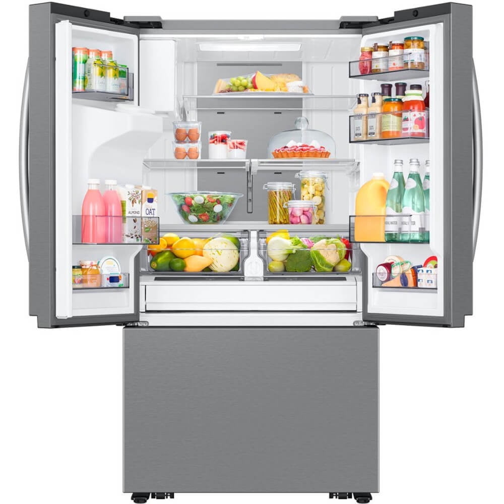 Samsung 27 cf French Door Refrigerator Counter Depth Ice & Water Triple Ice Maker Stainless Steel RF27CG5400SR - display_model